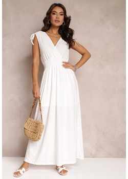Biała Sukienka Rozkloszowana z Kopertowym Dekoltem Elices ze sklepu Renee odzież w kategorii Sukienki - zdjęcie 157106225
