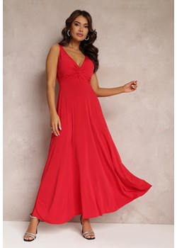 Czerwona Sukienka Maxi Bez Rękawów z Ozdobnym Marszczeniem na Biuście Eliphira ze sklepu Renee odzież w kategorii Sukienki - zdjęcie 157106235