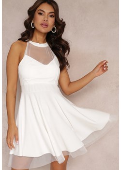 Biała Sukienka Rozkloszowana z Tiulową Wstawką Leonela ze sklepu Renee odzież w kategorii Sukienki - zdjęcie 157106298