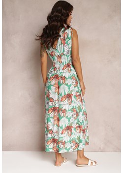 Zielona Rozkloszowana Sukienka Maxi z Gumkami w Pasie w Kwiaty Sasta ze sklepu Renee odzież w kategorii Sukienki - zdjęcie 157106815