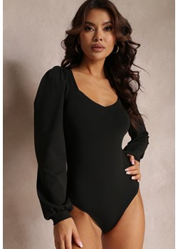 Czarne Body z Trójkątnym Dekoltem i Długimi Rękawami Lucine ze sklepu Renee odzież w kategorii Bluzki damskie - zdjęcie 157108865