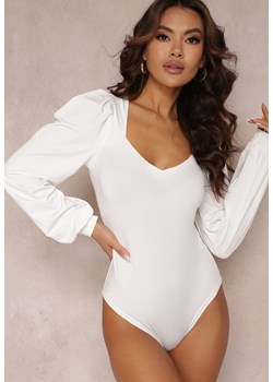 Białe Body z Trójkątnym Dekoltem i Długimi Rękawami Lucine ze sklepu Renee odzież w kategorii Bluzki damskie - zdjęcie 157108868