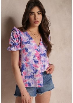 Fioletowa Koszula z Falbankami i Powlekanymi Guzikami Kageno ze sklepu Renee odzież w kategorii Koszule damskie - zdjęcie 157109775