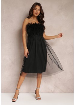 Czarna Tiulowa Sukienka bez Ramiączek z Falbankami Tremone ze sklepu Renee odzież w kategorii Sukienki - zdjęcie 157110478
