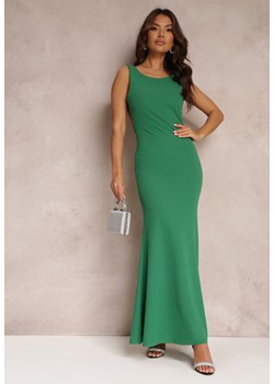 Zielona Sukienka z Odkrytymi Plecami i Falbanką Euneta ze sklepu Renee odzież w kategorii Sukienki - zdjęcie 157110519