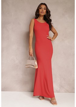 Czerwona Sukienka z Odkrytymi Plecami i Falbanką Euneta ze sklepu Renee odzież w kategorii Sukienki - zdjęcie 157110529
