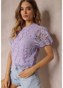 Fioletowa Bluzka z Koronkowej Tkaniny Tova ze sklepu Renee odzież w kategorii Bluzki damskie - zdjęcie 157110636