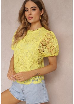 Żółta Bluzka z Koronkowej Tkaniny Tova ze sklepu Renee odzież w kategorii Bluzki damskie - zdjęcie 157110656