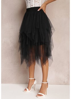 Czarna Tiulowa Spódnica o Asymetrycznym Fasonie z Tiulu Savisa ze sklepu Renee odzież w kategorii Spódnice - zdjęcie 157110659
