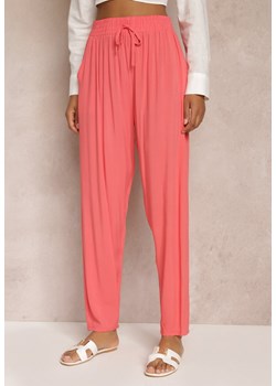 Różowe Wiskozowe Spodnie z Gumką w Talii i Zwężanymi Nogawkami Sumipaku ze sklepu Renee odzież w kategorii Spodnie damskie - zdjęcie 157111179