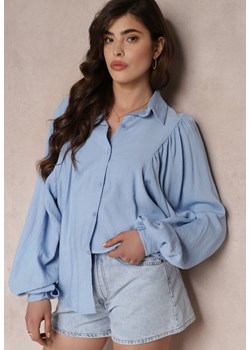 Niebieska Koszula Nietoperz z Wiskozą Caile ze sklepu Renee odzież w kategorii Koszule damskie - zdjęcie 157111446