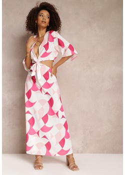 Różowa Kopertowa Sukienka Maxi z Rozkloszowanym Dołem i Wiązaniem Alylina ze sklepu Renee odzież w kategorii Sukienki - zdjęcie 157112537