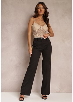 Czarne Spodnie w Kant w Garniturowym Stylu High Waist Jaessa ze sklepu Renee odzież w kategorii Spodnie damskie - zdjęcie 157112637