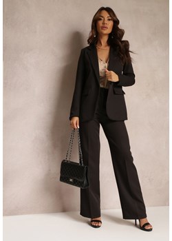 Czarne Spodnie w Kant w Garniturowym Stylu High Waist Jaessa ze sklepu Renee odzież w kategorii Spodnie damskie - zdjęcie 157112638