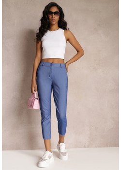 Niebieskie Materiałowe Spodnie Cygaretki Riandra ze sklepu Renee odzież w kategorii Spodnie damskie - zdjęcie 157112757