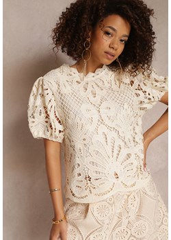 Jasnobeżowa Bluzka Koronkowa Fanoos ze sklepu Renee odzież w kategorii Bluzki damskie - zdjęcie 157112997