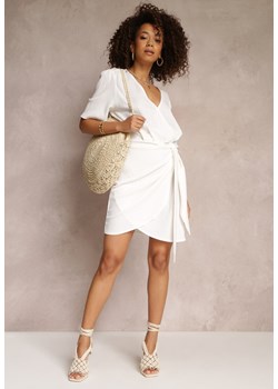 Biała Sukienka Kopertowa z Wiązaniem Fadumo ze sklepu Renee odzież w kategorii Sukienki - zdjęcie 157113007
