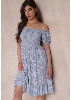 Niebieska Sukienka Midi o Fasonie Bawełnianej Hiszpanki Nairo ze sklepu Renee odzież w kategorii Sukienki - zdjęcie 157113406