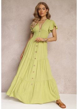 Jasnozielona Sukienka z Wiskozy Lobsy ze sklepu Renee odzież w kategorii Sukienki - zdjęcie 157114239