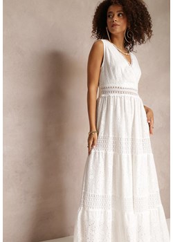Biała Kopertowa Sukienka Maxi z Wiązaniem na Plecach z Koronkowej Tkaniny Sonaia ze sklepu Renee odzież w kategorii Sukienki - zdjęcie 157114665