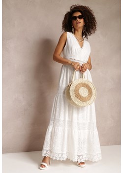 Biała Kopertowa Sukienka Maxi z Wiązaniem na Plecach z Koronkowej Tkaniny Sonaia ze sklepu Renee odzież w kategorii Sukienki - zdjęcie 157114666