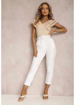 Białe Spodnie z Paskiem Eudea ze sklepu Renee odzież w kategorii Spodnie damskie - zdjęcie 157119436