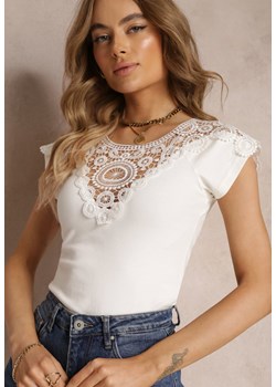 Biały Top z Ozdobnymi Falbanami Lisajane ze sklepu Renee odzież w kategorii Bluzki damskie - zdjęcie 157119919