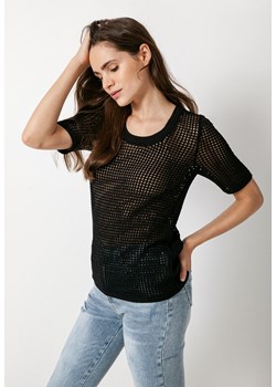 Czarna ażurowa bluzka ze sklepu Molton w kategorii Bluzki damskie - zdjęcie 157127507