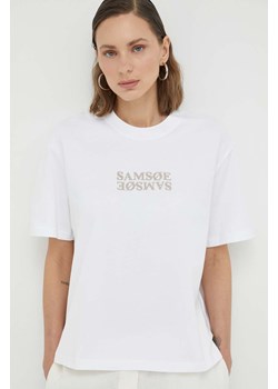 Samsoe Samsoe t-shirt bawełniany kolor biały ze sklepu ANSWEAR.com w kategorii Bluzki damskie - zdjęcie 157128616