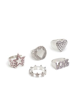 Cropp - 5 pack pierścionków z ozdobnymi detalami - Srebrny ze sklepu Cropp w kategorii Pierścionki - zdjęcie 157139719