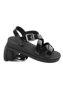 Gumowe sandały damskie na koturnie - Zaxy JJ285093, czarne ze sklepu ulubioneobuwie w kategorii Sandały damskie - zdjęcie 157140048