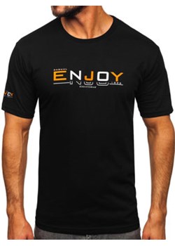 Czarny bawełniany t-shirt męski z nadrukiem Bolf 14773 ze sklepu Denley w kategorii T-shirty męskie - zdjęcie 157157088