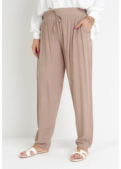 Beżowe Spodnie z Gumką w Pasie i Wsuwanymi Kieszeniami Adantha ze sklepu Born2be Odzież w kategorii Spodnie damskie - zdjęcie 157159798