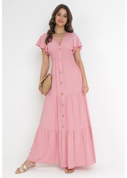 Jasnoróżowa Sukienka z Wiskozy Heeny ze sklepu Born2be Odzież w kategorii Sukienki - zdjęcie 157159965