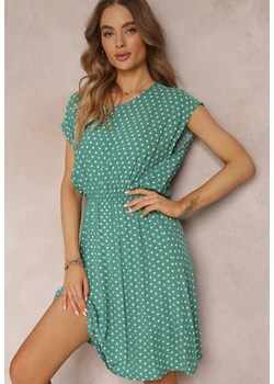 Zielona Rozkloszowana Sukienka w Groszki z Wiskozy Saliva ze sklepu Renee odzież w kategorii Sukienki - zdjęcie 157160315