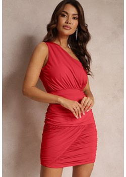 Czerwona Asymetryczna Sukienka Mini z Marszczeniami Tagolia ze sklepu Renee odzież w kategorii Sukienki - zdjęcie 157226676