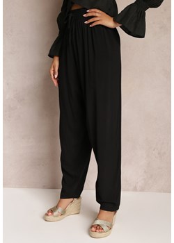 Czarne Spodnie z Wiskozy z Gumką w Pasie Stetia ze sklepu Renee odzież w kategorii Spodnie damskie - zdjęcie 157229606
