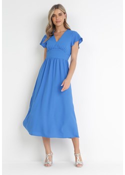 Niebieska Taliowana Sukienka Midi z Wycięciem Philomile ze sklepu Born2be Odzież w kategorii Sukienki - zdjęcie 157230649