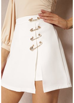 Białe Szorty Spódnicospodnie z Agrafkami Fintta ze sklepu Renee odzież w kategorii Szorty - zdjęcie 157234417