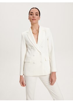 Reserved - Dwurzędowy żakiet - biały ze sklepu Reserved w kategorii Marynarki damskie - zdjęcie 157235917