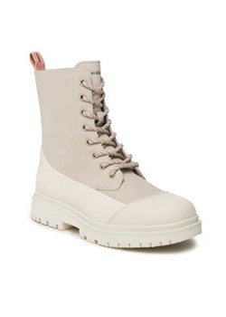 Calvin Klein Jeans Botki Chunky Combat Laceup Boot Rub YW0YW01066 Szary ze sklepu MODIVO w kategorii Workery damskie - zdjęcie 157249686