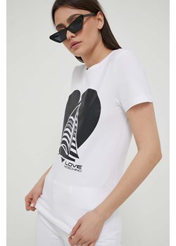 Love Moschino t-shirt damski kolor biały ze sklepu ANSWEAR.com w kategorii Bluzki damskie - zdjęcie 157267147
