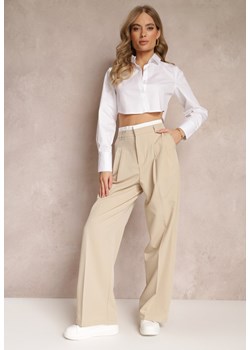 Beżowe Spodnie z Szerokimi Nogawkami w Kant Kavina ze sklepu Renee odzież w kategorii Spodnie damskie - zdjęcie 157270088