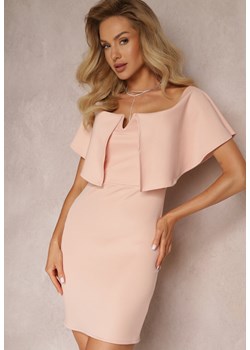 Różowa Dopasowana Sukienka z Szeroką Falbaną Miskli ze sklepu Renee odzież w kategorii Sukienki - zdjęcie 157270158