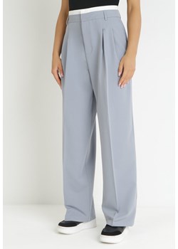 Szare Szerokie Spodnie w Kant z Wysoką Talią Balalis ze sklepu Born2be Odzież w kategorii Spodnie damskie - zdjęcie 157270367