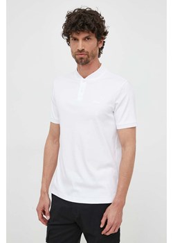 Calvin Klein polo bawełniane kolor biały gładki ze sklepu ANSWEAR.com w kategorii T-shirty męskie - zdjęcie 157275107