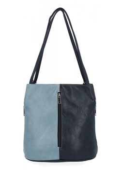 Torebka Damska Vintage z Funkcją Plecaczka firmy Hernan Błękitna/Granatowa ze sklepu torbs.pl w kategorii Torby Shopper bag - zdjęcie 157275807