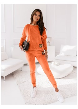 Welurowy dres z aplikacją bluza + spodnie KINAY - orange ze sklepu magmac.pl w kategorii Dresy damskie - zdjęcie 157275848