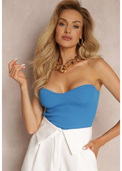 Niebieski Top z Prążkowanej Dzianiny Jullin ze sklepu Renee odzież w kategorii Bluzki damskie - zdjęcie 157284666