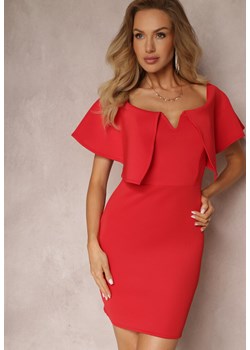 Czerwona Dopasowana Sukienka z Szeroką Falbaną Miskli ze sklepu Renee odzież w kategorii Sukienki - zdjęcie 157284776